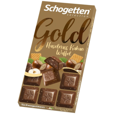 Schogetten Gold Tejcsokoládé Nugátkrémmel és Mogyoróval 100g 