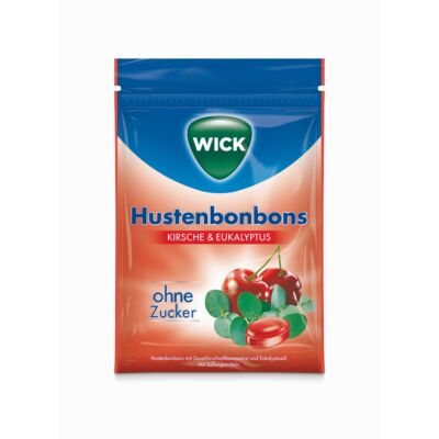 Wick Cseresznye és Eukaliptusz ízű torokcukorka cukormentes 72g